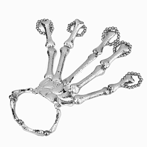 Preisvergleich Produktbild WINOMO Punk Skelett Hand Kette Finger Armband Slave Ring (Silber)