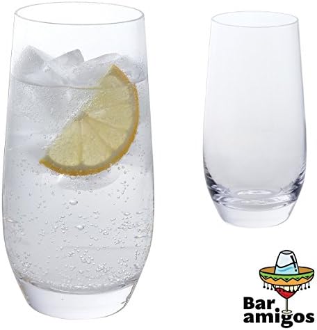 Bar Amigos® Everyday Classic Essentials Highball Drinking Glasses | Ideal for Cocktails Long Drinks Mojitos and iced Tea | Lead Free Crystal | Dishwasher safe | 450ml - Pack of 2 (Pair)