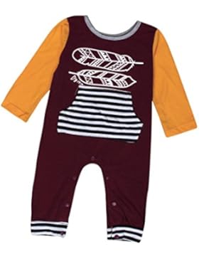 Bekleidung Longra Neugeborenes Baby jungen Mädchen Print Langarm Strampler Overall Bodysuit Kleidung Outfit (0...