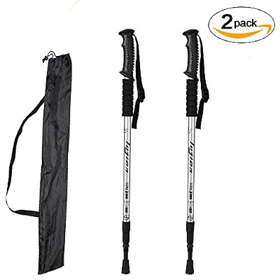 [1 Pair]Folding Bâton de Randonnée,GYOYO Bâton de marche,Bâton d'Alpiniste Pliant Anti-choc Alpenstock, Réglable Pôle 3 Segments Poignée EVA Alliage d'Aluminium Voyage ,Sports en Plein Air