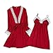 Produktbild Storerine 2 Stück Dessous Frauen Seide Lace Robe Kleid Babydoll Nachtwäsche Nachthemd Flitterwochen Pyjamas Set für Seidennachthemd Valentinstag Dessous Set