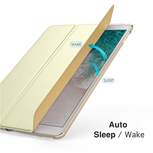 MoKo Hülle für Neu iPad Pro 12.9 2017 – PU Leder Tasche Schutzhülle Schale Smart Case mit Translucent Rücken Deckel, mit Auto Schlaf / Wach Funktion und Stanfunktion für Apple New iPad Pro 12.9 Zoll 2017 Tablet, Champagner Gold - 4