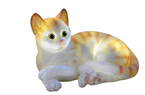 Solarleuchte liegendes Kätzchen rot/weiß 14906