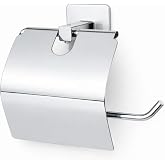 Alper Bathroom Square Chrome Adhesive Toilet Paper with Lid Wc Paper Holder Toilet Paper Hanger