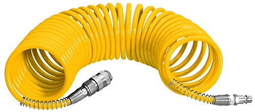 Proteco-Werkzeug® PU Druckluftschlauch Durchm 12/8 mm 5 Meter lang Spiralschlauch Luftschlauch Kompressorschlauch mit Schnellkupplung