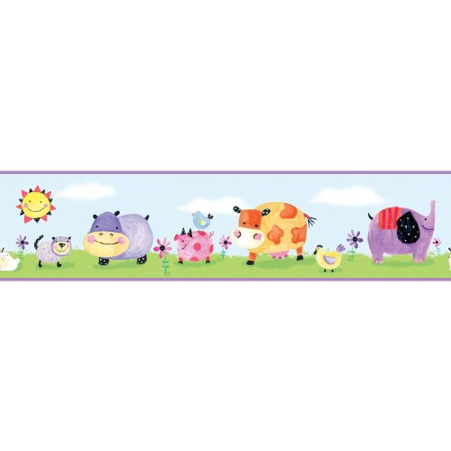 RoomMates Repositionable Childrens Wall Sticker Border Polka Dot Piggy