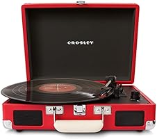 Crosley Cruiser Briefcase Style Three Speed Portable Vinyl Turntable with Built-In Stereo Speakers - Red