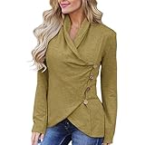 iHENGH Damen Herbst Winter Übergangs Warm Bequem Slim Lässig Stilvoll Frauen Langarm Solid Sweatshirt Pullover Tops Bluse Shirt