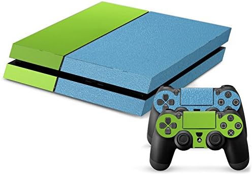 Diginova - PS4 Console Designer Skin Sticker for Sony PlayStation 4 System incl Two (2) Decals for PS4 Dualshock Controller (Textured - Blue &amp; Green)