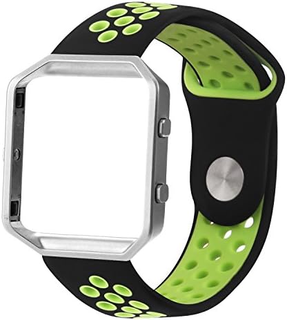 Fitbit Blaze Band,For Fitbit Blaze Silicone Band Soft Replacement Strap with Metal Frame for Fitbit Blaze Smartwatch(Green/Black)