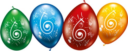 Karaloon 30005 - 8 Ballons Zahl 6 (24-26 cm), sortiert
