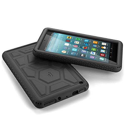 Poetic TurtleSkin Fire 7 (2017) Heavy Duty Schütz Silikon Hülle mit Klangverstärkend Feature für Amazon Fire 7 (2017) Schwarz [Mit Tragbarem Tablettenständer] - 8