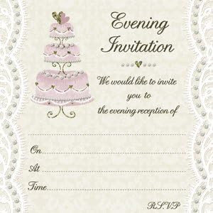 Wedding Cake Wedding Evening Invitations &amp; Envelopes 10pk