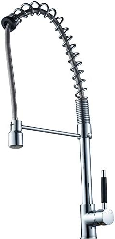 Single Handle Led Kitchen Sink Faucets With Pull Down Sprayer Brushed Brass Spiral Spring Nickel