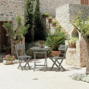 Preisvergleich Produktbild Balkon-Set Akazienholz eckig "Alessia" 58x58cm, grau