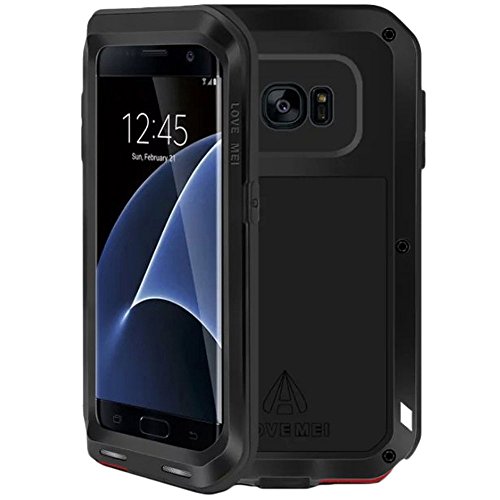 FULLLIGHT TECH - Carcasa para Samsung Galaxy S7 Edge, de metal, potente a prueba de golpes, rígida, de aluminio, metal silicona, Black-Samsung Galaxy S7 Edge, Samsung Galaxy S7 Edge