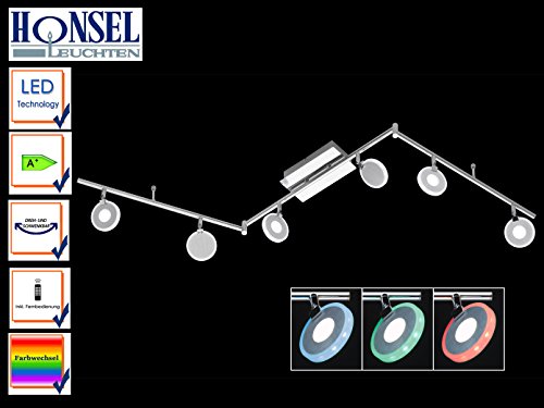 Preisvergleich Produktbild 6-flammiger LED Deckenbalken TONIC RGBW, Fernbedienung, Farbwechsel, Spots schwenkbar