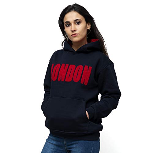 Official London Hoodies Sudadera con Capucha y Logo de Londres para Mujer, diseño de la Bandera de Inglaterra Armada H. Londres M