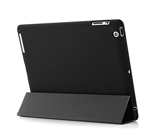 Khomo iPad 2, iPad 3, iPad 4 Retina Hülle Schwarzes Kunstleder Gehäuse mit doppelten Schutz ultra dünn und leicht, Smart Cover – Dual Leather Black - 3