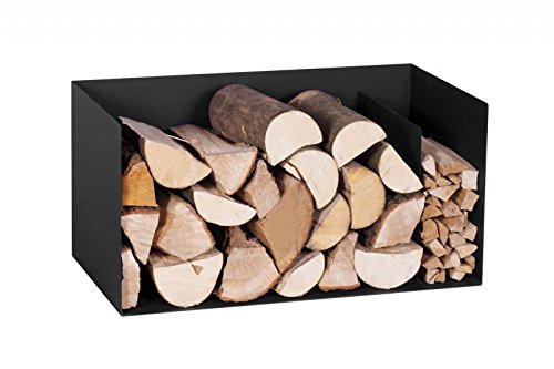 Kaminholzregal, Brennholzregal, flach, schwarz 70 x 35 x 40 cm