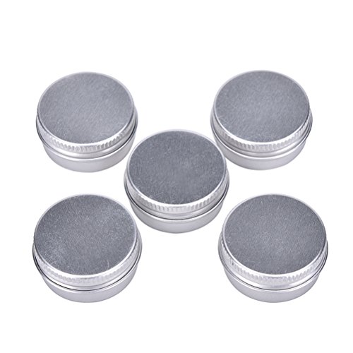 welecom 5 PCS Lip Balm Container, aluminium leer rund Speicher für Beauty, Kosmetik, Accessoires, 1/2 oz - 2