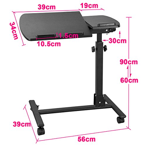 Yahee Laptoptisch Laptop Notebook Netbook Tisch auf Rollen verstellbar (59cm x 34.5cm) - 6
