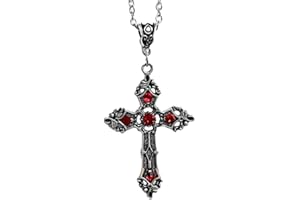GENERIC Vintage Baroque Christian Cross Necklace for Women Men Silver Color with Crystal Gothic Crucifix Symbol Easter Jewelry