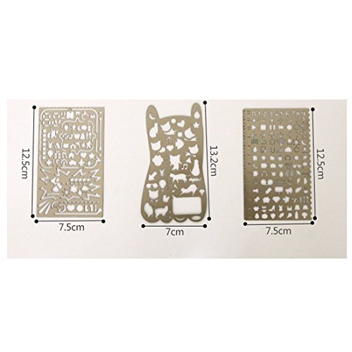 A-szcxtop Multifunktionale Zeichnungsvorlage Lineal, Malerei Graffiti, Creative Hand Zählen Grafiken Schablonen für Büro, Diary (3 PCS) - 6