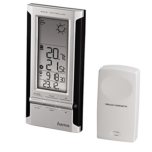 Hama Elektronische Wetterstation EWS-280, schwarz/silber, mit Funkuhr, Datum und Wecker