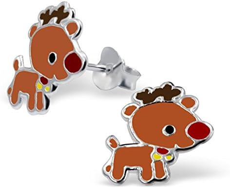 Christmas Stocking Filler - Small Pair of Sterling Silver Rudolph the Red Nosed Reindeer Stud Earrings