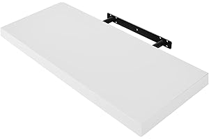 ASAB MDF Floating Shelves 60 x 23.5cm Wood Wall Shelving Unit Wall-Mounted with Invisible Wall Plugs & Screw Office Shelf for Books Bedroom Bathroom Photos Living Room and Kitchen (White)