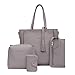 Produktbild Handtasche Damen 4 Sets Btruely Mädchen Schulter Messenger Taschen Vintage Groß Tasche Damen Leder Umhängetasche (Grau)