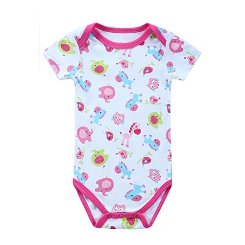 JIAJIA Newborn Baby Girl Cute Animal Short Sleeve Bodysuit Onesies 3-6 Months