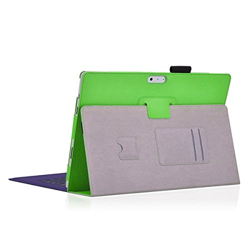 Tasche für Microsoft Surface Pro 3 mit praktischer Stand Funktion aus robustem Kunstleder und zusätzlicher Display-Schutz-Glas Panzerglas kombiniert Schutz und Design für Ihr Microsoft Surface Pro 3 Hülle Cover Case Grün von UC Express® - 3
