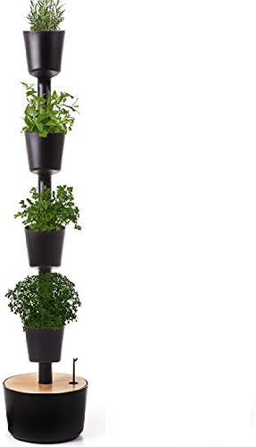 Citysens - Smart self-watering herbs urban garden; black color; 4 planters; UK plug; Includes herbs seeds kit with basil, parsley, chive and coriander