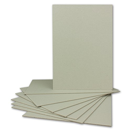 20 Stück Buchbinderpappe DIN A5 | Stärke 1,5 mm | Grammatur: 920 g/m² | Format: 21,0 x 14,8 cm | Farbe: Grau-Braun | 20 Stück