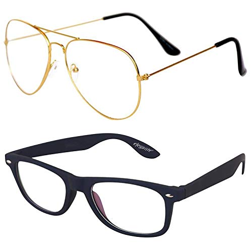 elegante Combo of Golden Aviator and Transparent Wayfarer Eyeglasses RS.138 (91.00% Off) - Amazon