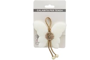 KASAHOME Set 2 Ferma Tenda Magnetico Fermatenda a Farfalla con Calamita Modello Shabby Arredo Casa Calamite Raccogli Tende fermatende Colori Assortiti 10 CM (Bianco)