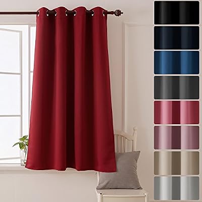 Deconovo Rideaux à Oeillets Occultant Isolant Thermique Rouge Rideau Chambre Adultes Design Moderne pour Enfant en Salon 132x138 cm