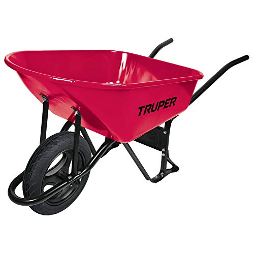 TRUPER CARRETILLA METÁLICA 100 LITROS LLANTA IMPINCHABLE CON RODAMIENTOS PARA OBRA CONSTRUCCIÓN Y JARDINERÍA 580KG CAPACIDAD