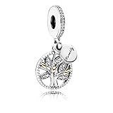 Pandora Damen-Charm Familien Stammbaum Silber vergoldet Zirkonia transparent Brillantschliff - 791728CZ