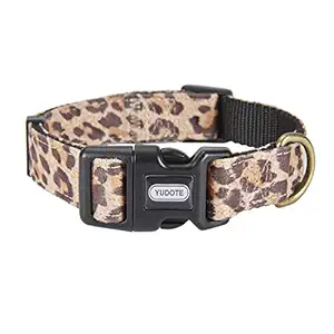 YUDOTE Designer Dog Collars Adjustable Pet Collars for Small Medium Large Dogs and Puppies, with Quick Release Buckle, Leopard Pattern Soft Sueded Collars