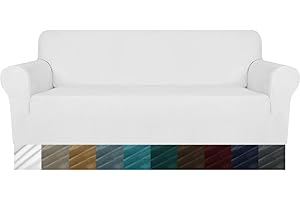 MAXIJIN Housse de canapé en Velours épais 3 Places Housse de canapé Super Extensible pour Chiens Cat Pet Friendly 1-Piece Elastic Furniture Protector (3 Place, Blanc)