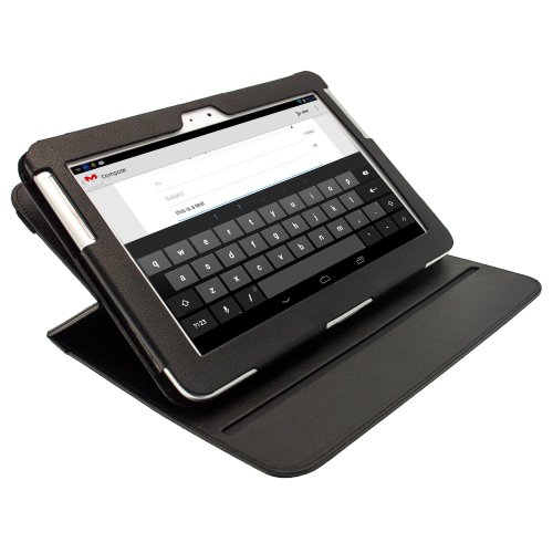 igadgitz Schwarz 360° Rotierende Abnehmbare PU Leder Tasche Schutz Hülle Schutzhülle Ledertasche Lederetui Etui Case Cover für Samsung Galaxy Note 10.1 N8000 WiFi 3G Android Tablet + Display Schutzfolie - 6