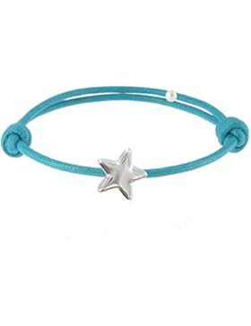 Schmuck Les Poulettes - Armband Sterling Silber Stern mit Gewachsten Cord - Colors