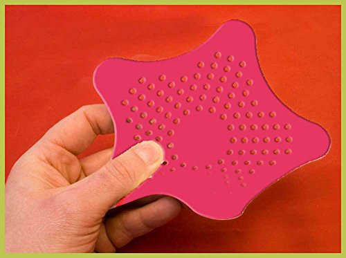 HOMETOOLS.EU – XXL 15x15cm Großes Silikon Abflusssieb mit Saugnäpfen Küche Spüle Spülbecken Krümel Sieb Bad Badewanne Dusche Haare Haarsieb ROT - 3