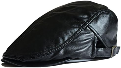Zhide Winter Warm PU Leather Flat Cap Beret Newsboy Cap Hat for Kids Adults (Black)