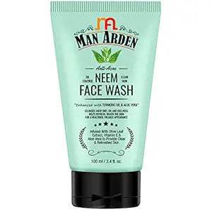 Man Arden Anti Acne Neem Face Wash - For Oil Control And Clear Skin - Infused With Olive Extract, Vitamin E And Aloe Vera, 100ml