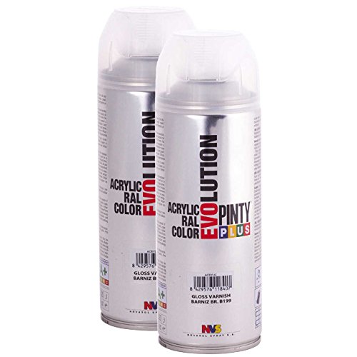 Secado rápido - acrílico Spray de pintura PintyPlus Evolution - Pack de 2 - Barniz brillante