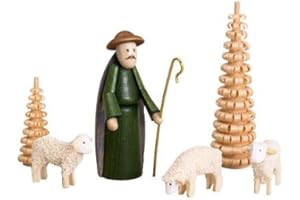 Rudolphs Schatzkiste Miniaturfiguren Schäfer mit Schafen und Bäumen bunt Höhe 6,5cm NEU Weihnachten Christi Geburt Holz Seiffen Erzgebirge Holzdekoration Holzkunst Dekoration Figuren
